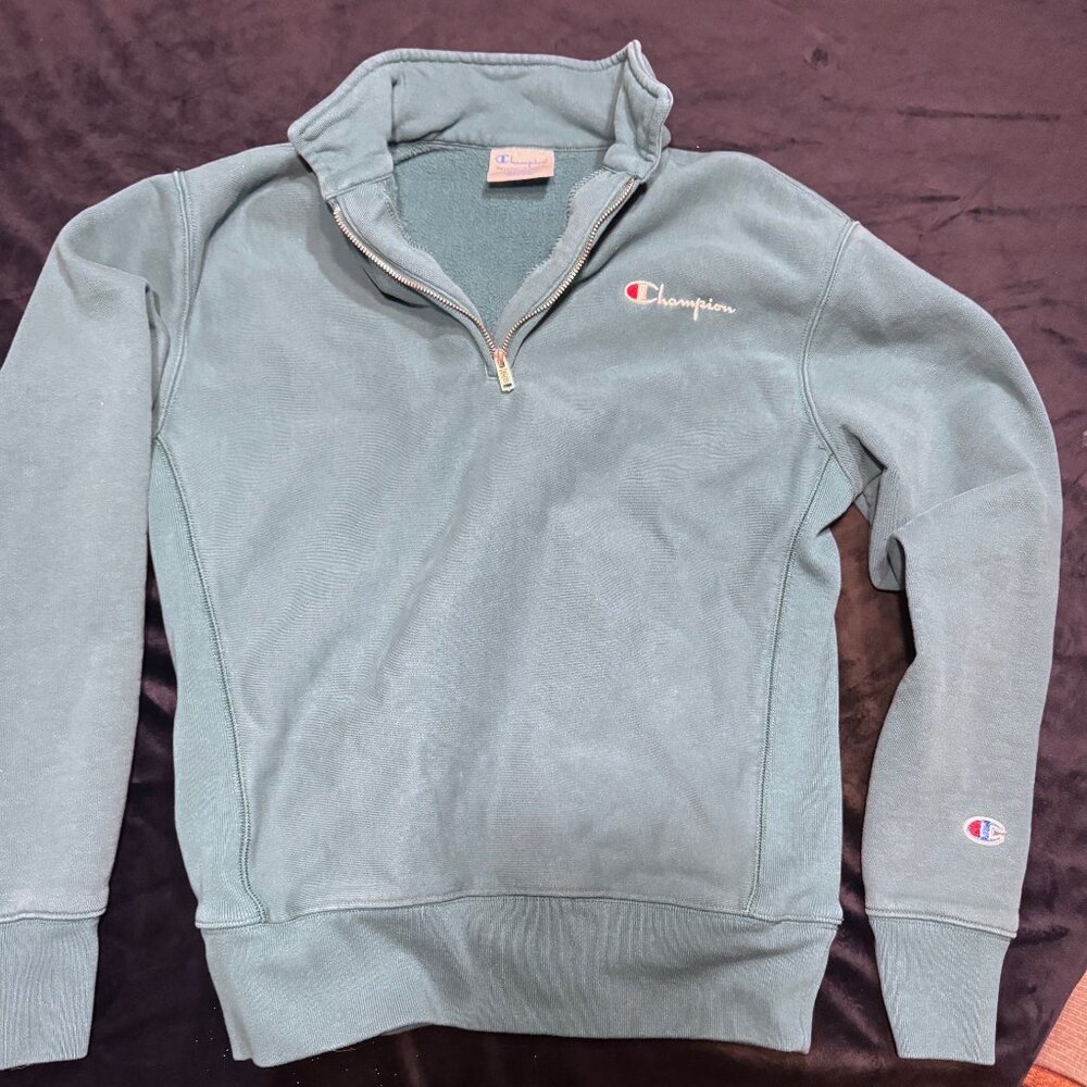Champion 1/4 zip Teal Green Sweatshirt